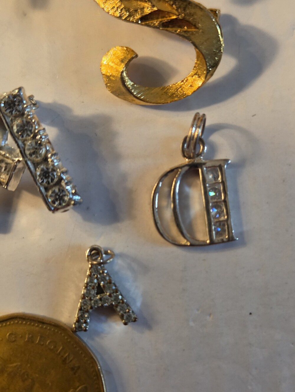Gold and Silver Letter Brooches And Pin Jewelry Set - Mixed Initials - Picture 8 of 10
